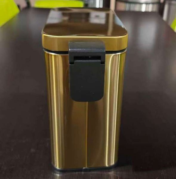 Відро для сміття з плавним закриттям прямокутне Mixxus Premium Quadro-TC0105 Brushed Gold 5 л (колір матове золото) (MI8394) MI8394 фото