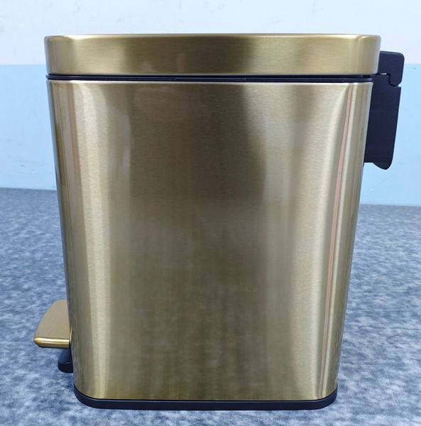 Відро для сміття з плавним закриттям прямокутне Mixxus Premium Quadro-TC0105 Brushed Gold 5 л (колір матове золото) (MI8394) MI8394 фото
