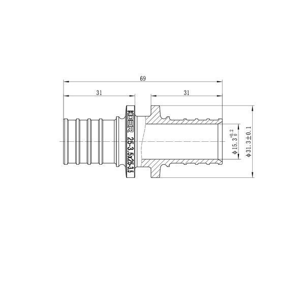 Муфта з'єднувальна рівнопрохідна Koer KA.С25 - 25(3.5mm) x 25(3.5mm) (KR4857) KR4857 фото
