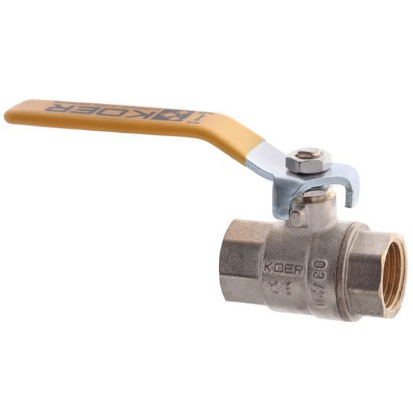 Кран кульовий KOER KR.214.G - 1/2" FF ГГВ YELLOW, ручка "важіль" жовта (KR0123) KR0123 фото
