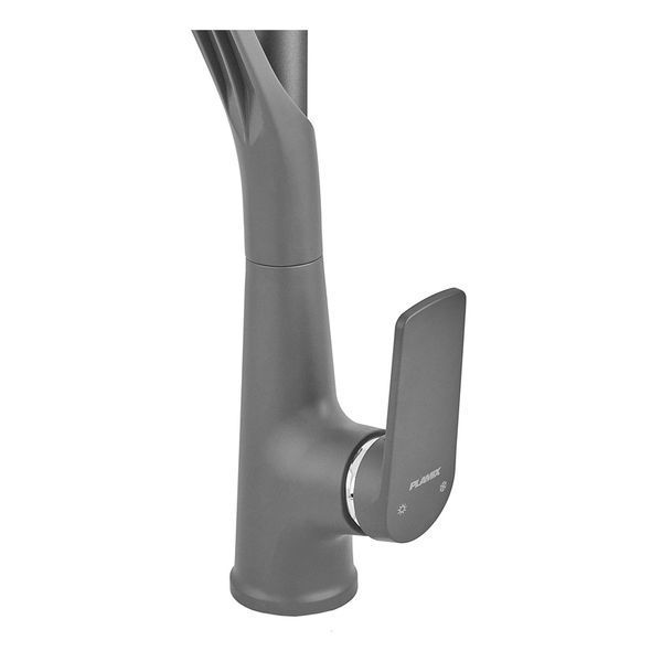 Смеситель для кухни Plamix Lucas-017 SET Graphite Refl.Grey с подводкой (Цвет графит+сил.излив серый) (PM0723) PM0723 фото