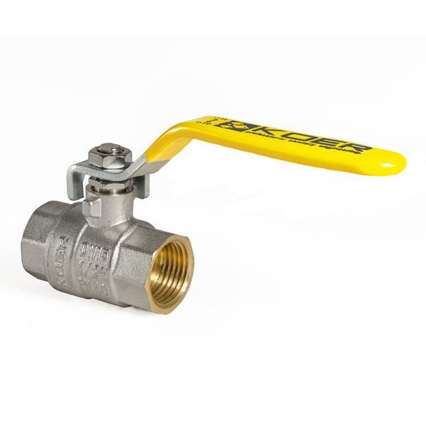 Кран кульовий KOER KR.214.G - 1/2" FF ГГВ YELLOW, ручка "важіль" жовта (KR0123) KR0123 фото