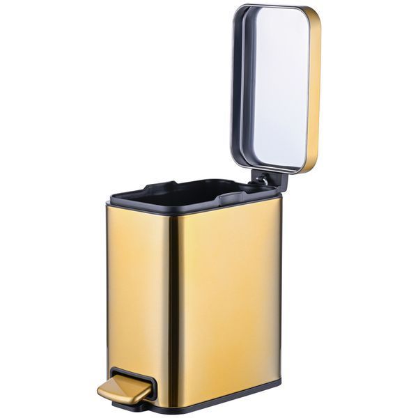 Відро для сміття з плавним закриттям прямокутне Mixxus Premium Quadro-TC0105 Brushed Gold 5 л (колір матове золото) (MI8394) MI8394 фото