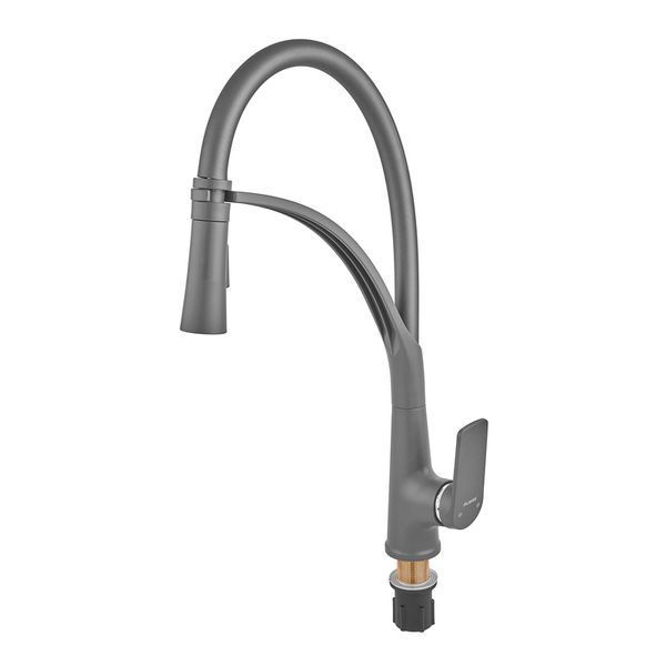 Смеситель для кухни Plamix Lucas-017 SET Graphite Refl.Grey с подводкой (Цвет графит+сил.излив серый) (PM0723) PM0723 фото