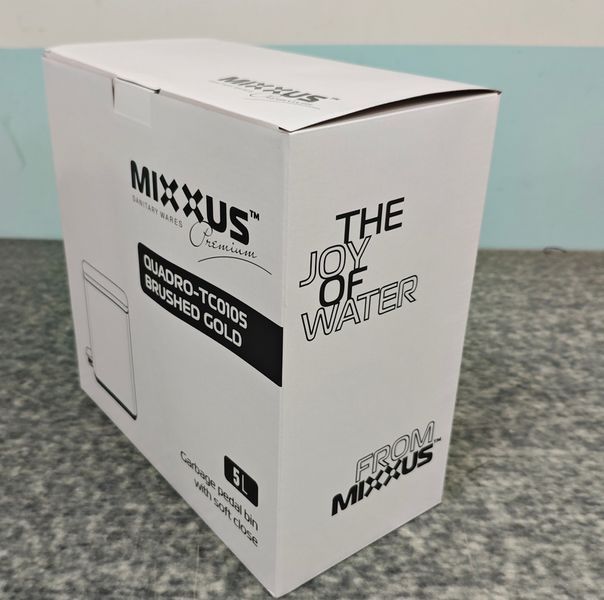 Відро для сміття з плавним закриттям прямокутне Mixxus Premium Quadro-TC0105 Brushed Gold 5 л (колір матове золото) (MI8394) MI8394 фото