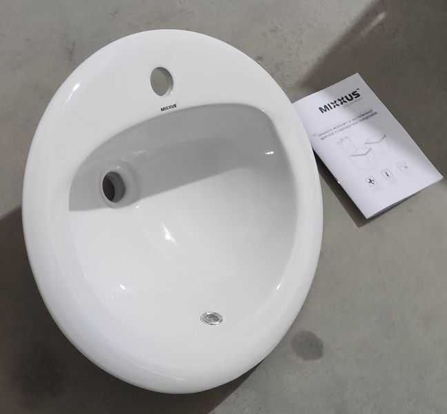 Раковина врезная на столешницу Mixxus Premium TOPPER-1602 515х400х200mm с отверстием под смеситель и переливом (MP6572) MP6572 фото