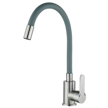 Кухонный смеситель с серым силиконовым изливом Zerix DAX-011 Refl.Gray (нерж. сталь) (ZX4819) ZX4819 фото