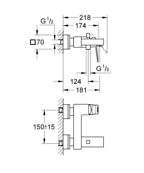 Смеситель для ванны Grohe Eurocube (23140000) 23140000 фото