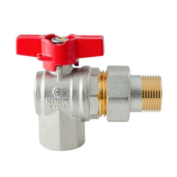 Кран з американкою кутовий Koer Extreme KE.228-20 - 3/4" ручка "метелик" червона (KR5764) KR5764 фото