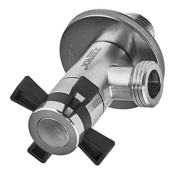 Кран для подключения сантехприборов Zerix VAL-09-1/2x1/2 из нерж.стали SUS304 (ZX5102) ZX5102 фото