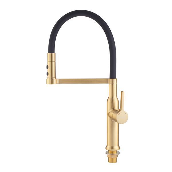 Смеситель для кухни Mixxus Premium PULL 017 BRUSHED GOLD REFL.BLACK (Цвет мат.золото+сил.излив черный) (MI8280) MI8280 фото
