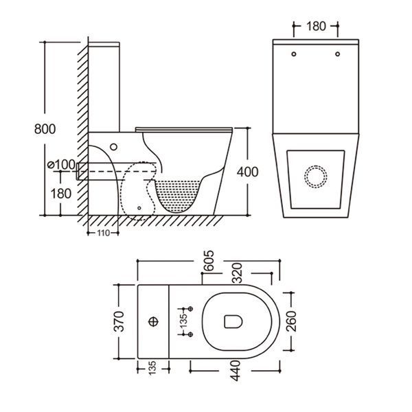 Бачок для унитаза-компакта Mixxus Bevel-0405-R Tank 605х370х800 со сливной арматурой (MI8325) MI8325 фото