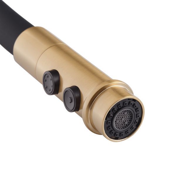 Смеситель для кухни Mixxus Premium PULL 017 BRUSHED GOLD REFL.BLACK (Цвет мат.золото+сил.излив черный) (MI8280) MI8280 фото