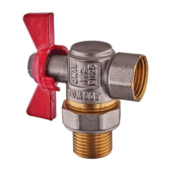 Кран з американкою кутовий, ручка "метелик" червона Waterpro WP400-15FMW-L - 1/2" (WP2895) WP2895 фото