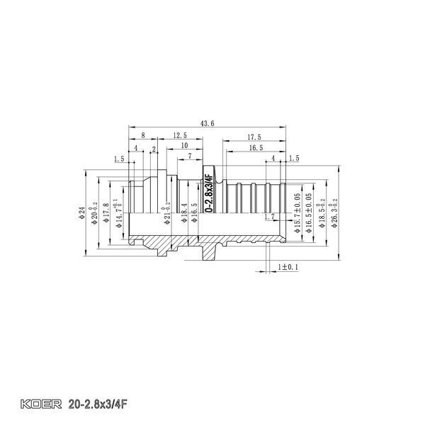 Переходник под евроконус с накидной гайкой Koer KA.A08F-20E - 20(2.8mm) x 3/4"F (KR4870) KR4870 фото
