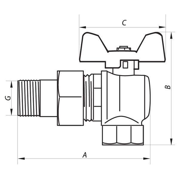 Кран кульовий з американкою кутовий 1/2" ГШМ (NF.941) Nolf (NF2964) NF2964 фото