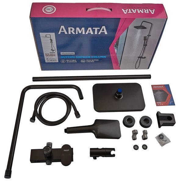 Душевая колонна со смесителем из алюминия ARMATA BCD-009-J BLACK, 3 режима (CH6557) CH6557 фото