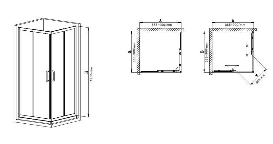 Душевая кабина без поддона Mixxus Premium DIVERSE SC02-90x90x195-TR Black прозрачное стекло 5мм (MI6862) MI6862 фото