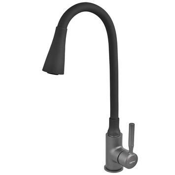 Змішувач для кухні Zerix Atrium-011-T Graphite Refl.Black (Колір графіт+силік.вилив чорний) (ZX6106) ZX6106 фото