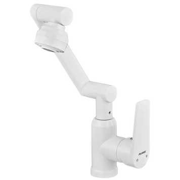 Змішувач для умивальника з регульованим виливом Plamix Oscar-001-FX SET White (з підведенням) (Колір білий) (PM6105) PM6105 фото
