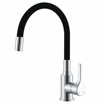 Смеситель для кухни Zerix Rex-011 Chrome Refl.Black из нерж. стали (Цвет хром+силик.излив черный) (ZX6127) ZX6127 фото