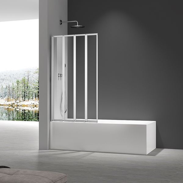 Шторки скляні на ванну складні Koer SR BS07-80x140-TR-01 прозоре скло Easy Clean 4мм, хром (KR5948) KR5948 фото