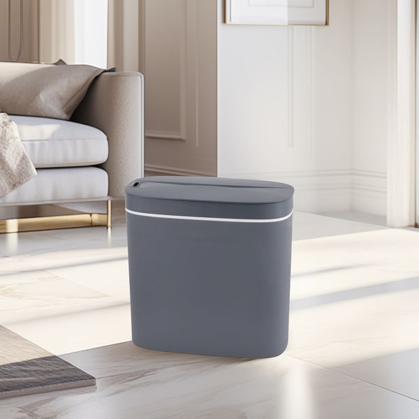 Відро для сміття сенсорне овальне Mixxus Flat-TC0109 Graphite 9 л колір графіт (MI7075) MI7075 фото