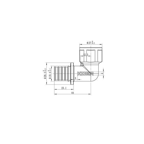 Кутник перехідний з ВР Koer KA.L06F-20 - 20(2.8mm) x 1/2"F (KR4878) KR4878 фото
