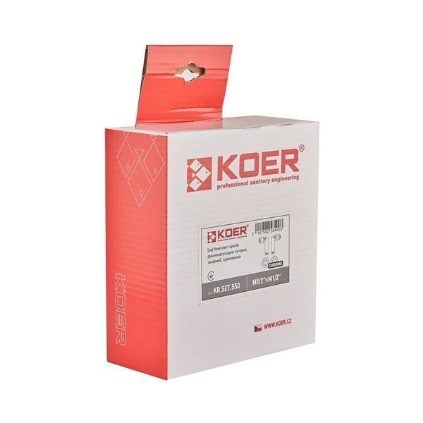 Комплект кранов для полотенцесушителя угловой Koer KR.SET.550 - M1/2''xM1/2'' запорный, хромированный (KR5840) KR5840 фото