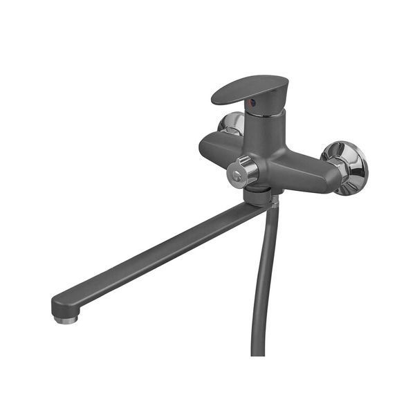 Смеситель для ванны Plamix CEZAR-006 EURO SET Graphite, со шлангом, лейкой и кронштейном (PM0691) PM0691 фото