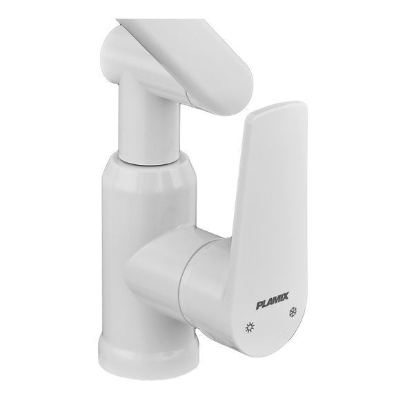 Смеситель для умывальника с регулируемым изливом Plamix Oscar-001-FX SET White (с подводкой) (Цвет белый) (PM6105) PM6105 фото