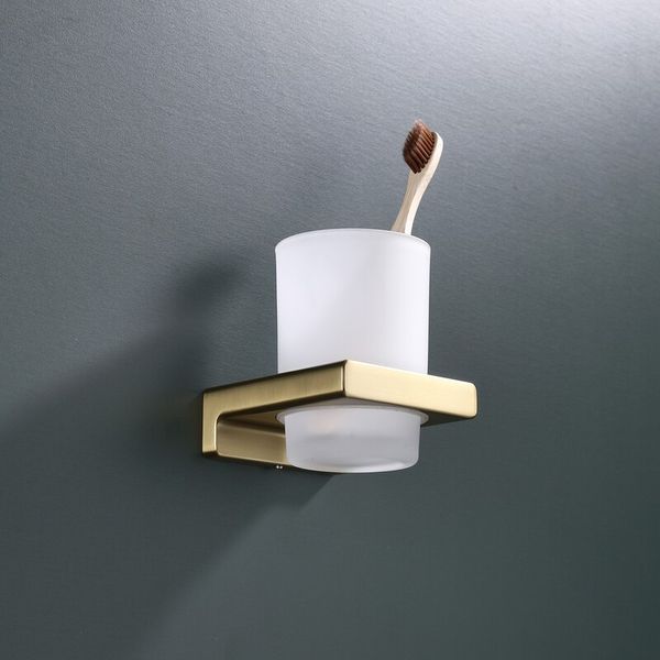 Стакан одинарный настенный Koer AS-0103-12 (стекло) цвет матовое золото (KR6163) KR6163 фото