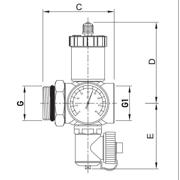 Прохідна зливна група Roho R612-100 - 1" (з повітровідвідником) (RO0154) RO0154 фото