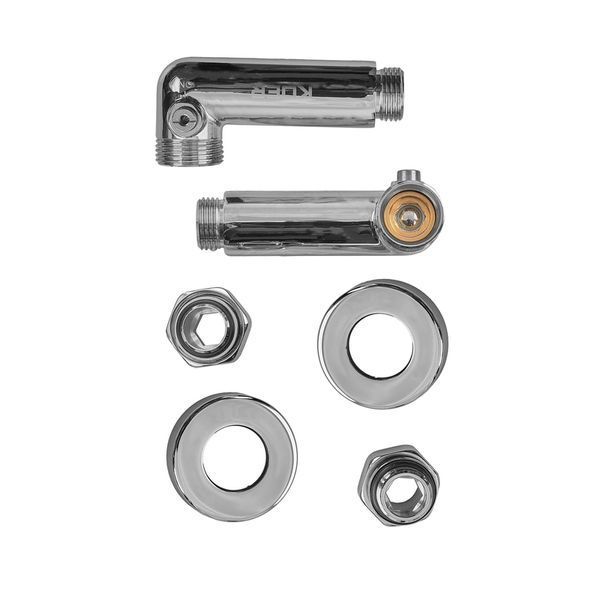 Комплект кранов для полотенцесушителя угловой Koer KR.SET.550 - M1/2''xM1/2'' запорный, хромированный (KR5840) KR5840 фото