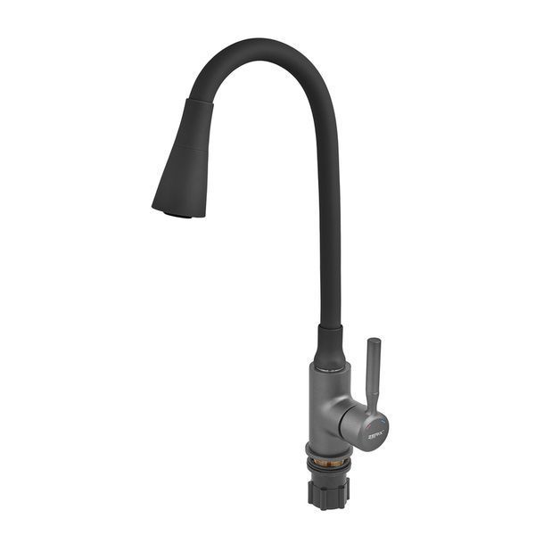 Змішувач для кухні Zerix Atrium-011-T Graphite Refl.Black (Колір графіт+силік.вилив чорний) (ZX6106) ZX6106 фото