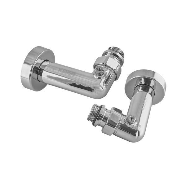 Комплект кранов для полотенцесушителя угловой Koer KR.SET.550 - M1/2''xM1/2'' запорный, хромированный (KR5840) KR5840 фото