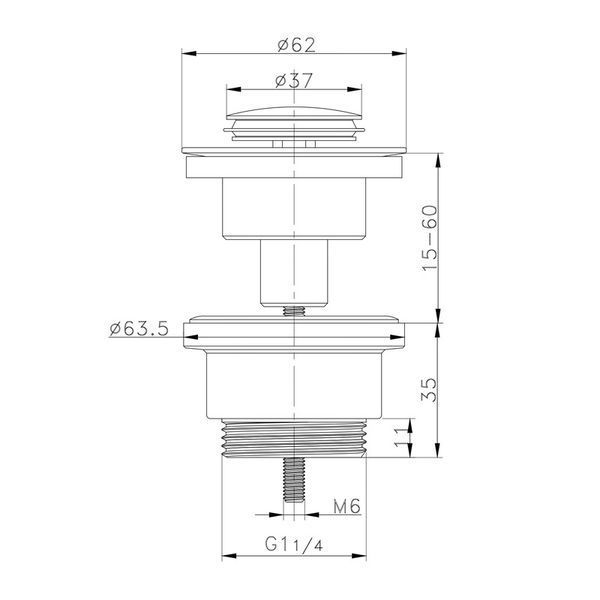Донный клапан для раковины Zerix BV-04 1 1/4'' универсальный (с/без перл) СLICK-СLACK (Цвет хром) (ZX6021) ZX6021 фото