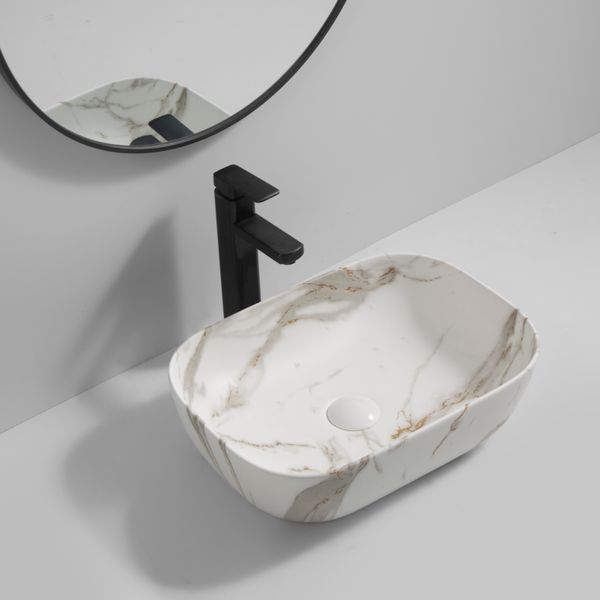 Раковина накладна MIXXUS PREMIUM DIVERSE-0114 MARBLE 455х325х135mm (MP6545) MP6545 фото
