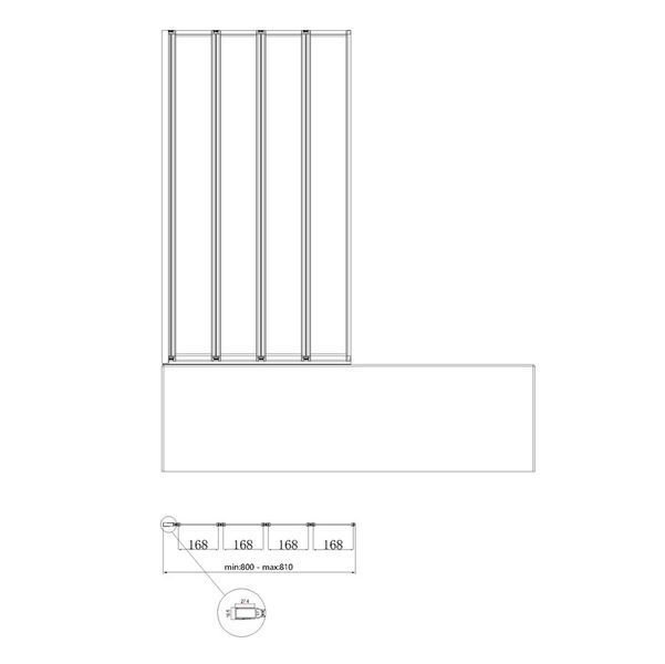 Шторки скляні на ванну складні Koer SR BS07-80x140-TR-01 прозоре скло Easy Clean 4мм, хром (KR5948) KR5948 фото