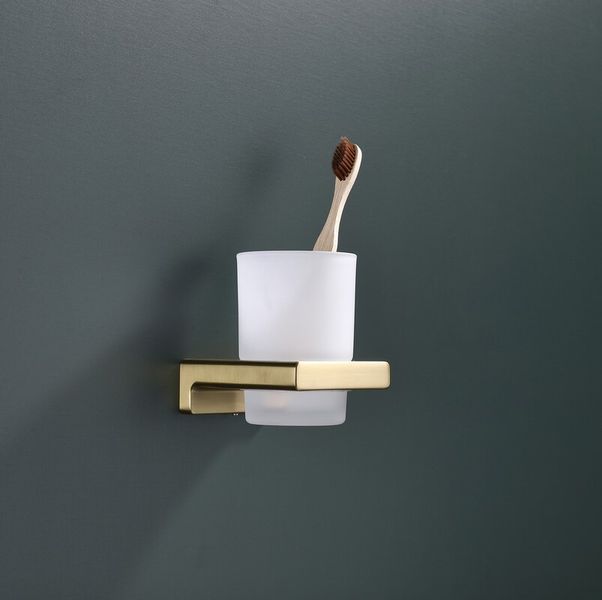 Стакан одинарный настенный Koer AS-0103-12 (стекло) цвет матовое золото (KR6163) KR6163 фото