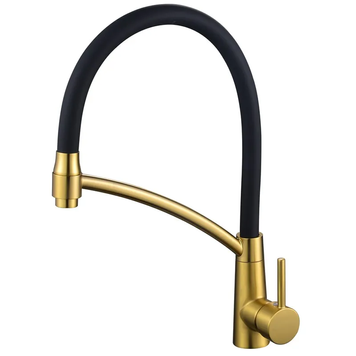 Смеситель для кухни Mixxus Premium Rossi 017 Brushed Gold Refl.Black (Цвет матовое золото+сил.излив черный) (MP6723) MP6723 фото