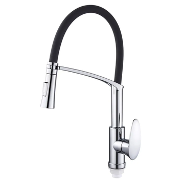 Змішувач для кухні Plamix Cezar-017 Set Chrome Refl.Black з силік.виливом (з підведенням) (PM0741) PM0741 фото