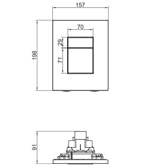 Панель смыва пластиковая Koer KT-0607-03 157x198x3mm, кнопка квадратная (цвет белый) (KR5714) KR5714 фото