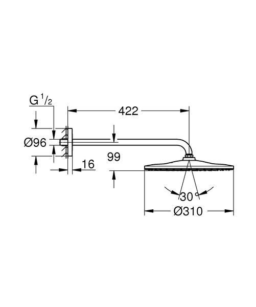 Верхний душ с настенным кронштейном Grohe Rainshower Mono (26557000) 26557000 фото