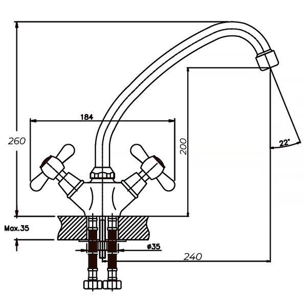 Смеситель для кухни Haiba Dominox 271 (HB0077) HB0077 фото