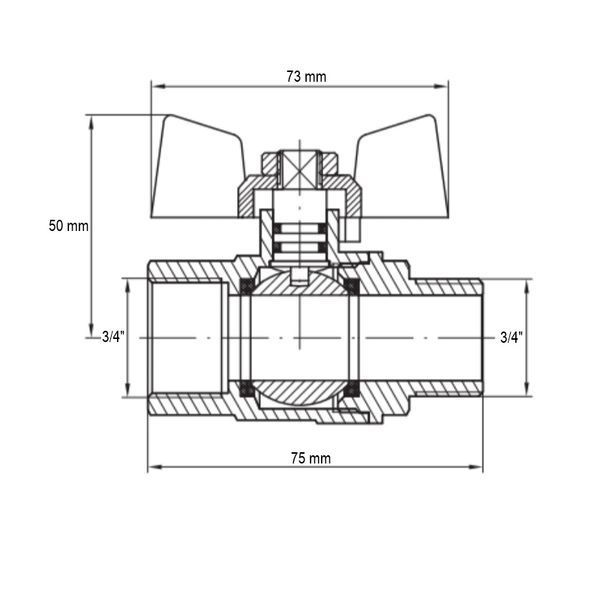 Кран шаровый Koer KG.208 - 3/4" FM ГШБ (газ) (KR4964) KR4964 фото