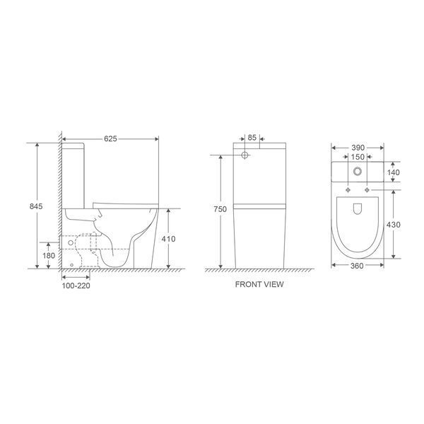Чаша унітазу-компакту Mixxus Premium Bevel-0401-T1 Bowl 625х390х845 Tornado 1.0 без сидіння (MI8348) MI8348 фото