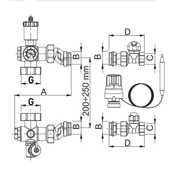 Смесительная группа термостатическая с эксцентриками Roho R71-100075 - 1"х3/4" (без насоса) (RO0150) RO0150 фото