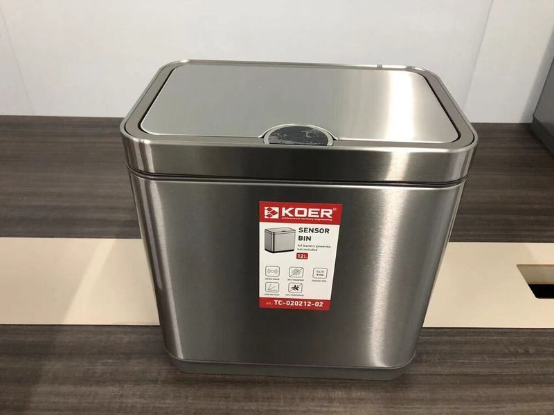 Мусорное ведро сенсорное прямоугольное Koer TC-020212-02 12 л цвет нержавейка (KR5584) KR5584 фото