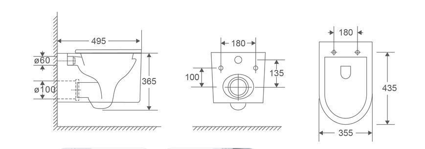 Унітаз підвісний Mixxus Premium Topper-0101-T3 495x355x375mm, система змиву Tornado 1.0 (MP6476) MP6476 фото